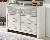 Paxberry Whitewash Queen Panel Bed, Dresser, 2 Chests and 2 Nightstands from Ashley - Luna Furniture