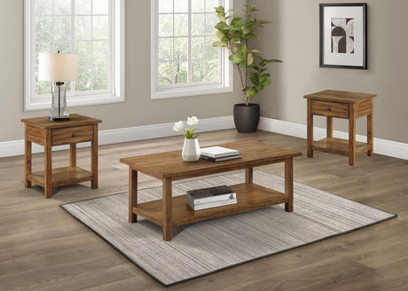 Payne Distressed Brown 3-Piece Coffee and 1-Drawer End Table Set from Coaster - Luna Furniture