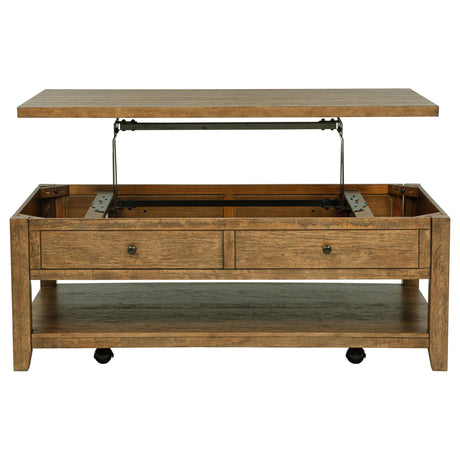 Payne Distressed Brown 48-inch Mobile Lift Top Coffee Table from Coaster - Luna Furniture