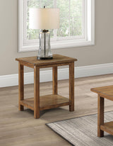 Payne Distressed Brown Wood End Table with Shelf from Coaster - Luna Furniture