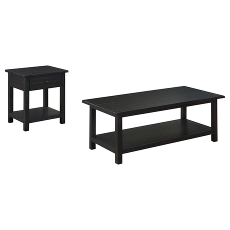 Payne Distressed Java 2-Piece Coffee and 1-Drawer End Table Set from Coaster - Luna Furniture