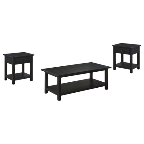 Payne Distressed Java 3-Piece Coffee and 1-Drawer End Table Set from Coaster - Luna Furniture