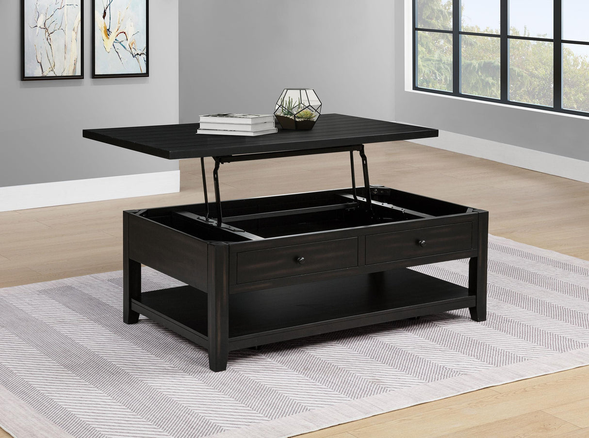 Payne Distressed Java 48-inch Mobile Lift Top Coffee Table from Coaster - Luna Furniture