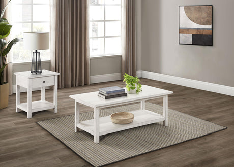 Payne Distressed White 2-Piece Coffee and 1-Drawer End Table Set from Coaster - Luna Furniture