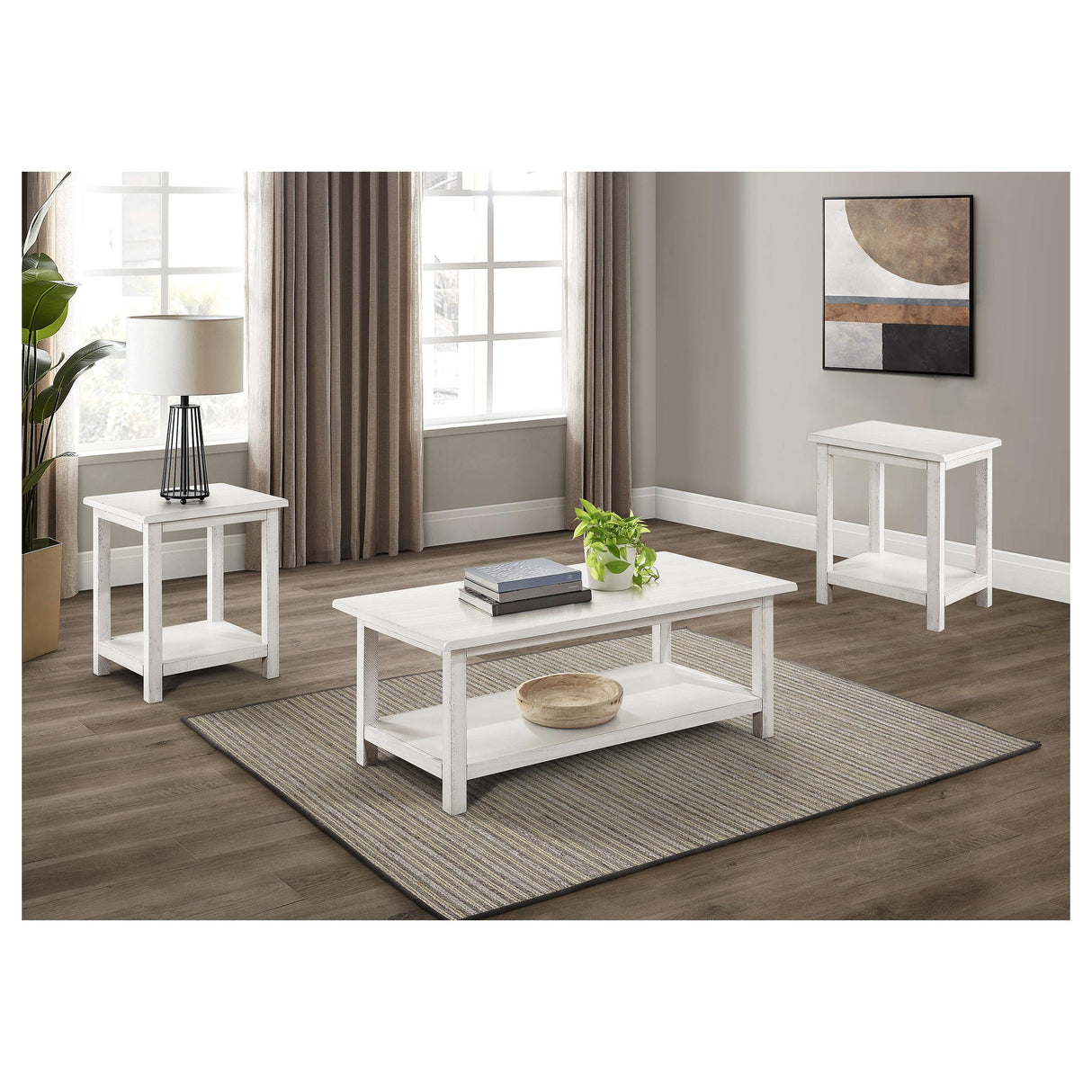 Payne Distressed White 3-Piece Coffee and End Table Set from Coaster - Luna Furniture
