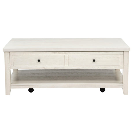 Payne Distressed White 48-inch Mobile Lift Top Coffee Table from Coaster - Luna Furniture