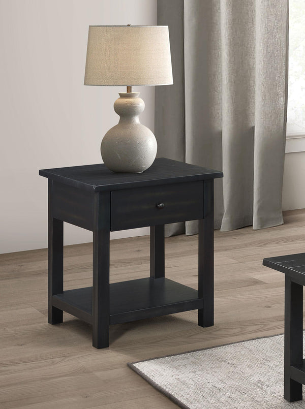 Payne Java 1-Drawer Wood End Table with Shelf