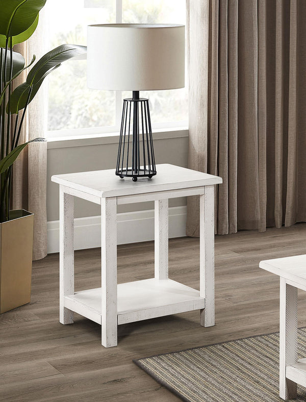 Payne White Wood End Table with Shelf