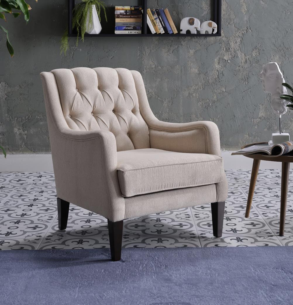 Pearle Cream Accent Armchair from Bellona - Luna Furniture