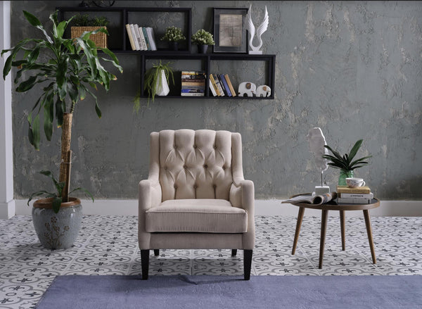 Pearle Cream Transitional Upholstered Accent Chair
