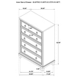 Pembroke Washed Oak 5-Drawer Chest from Coaster - Luna Furniture