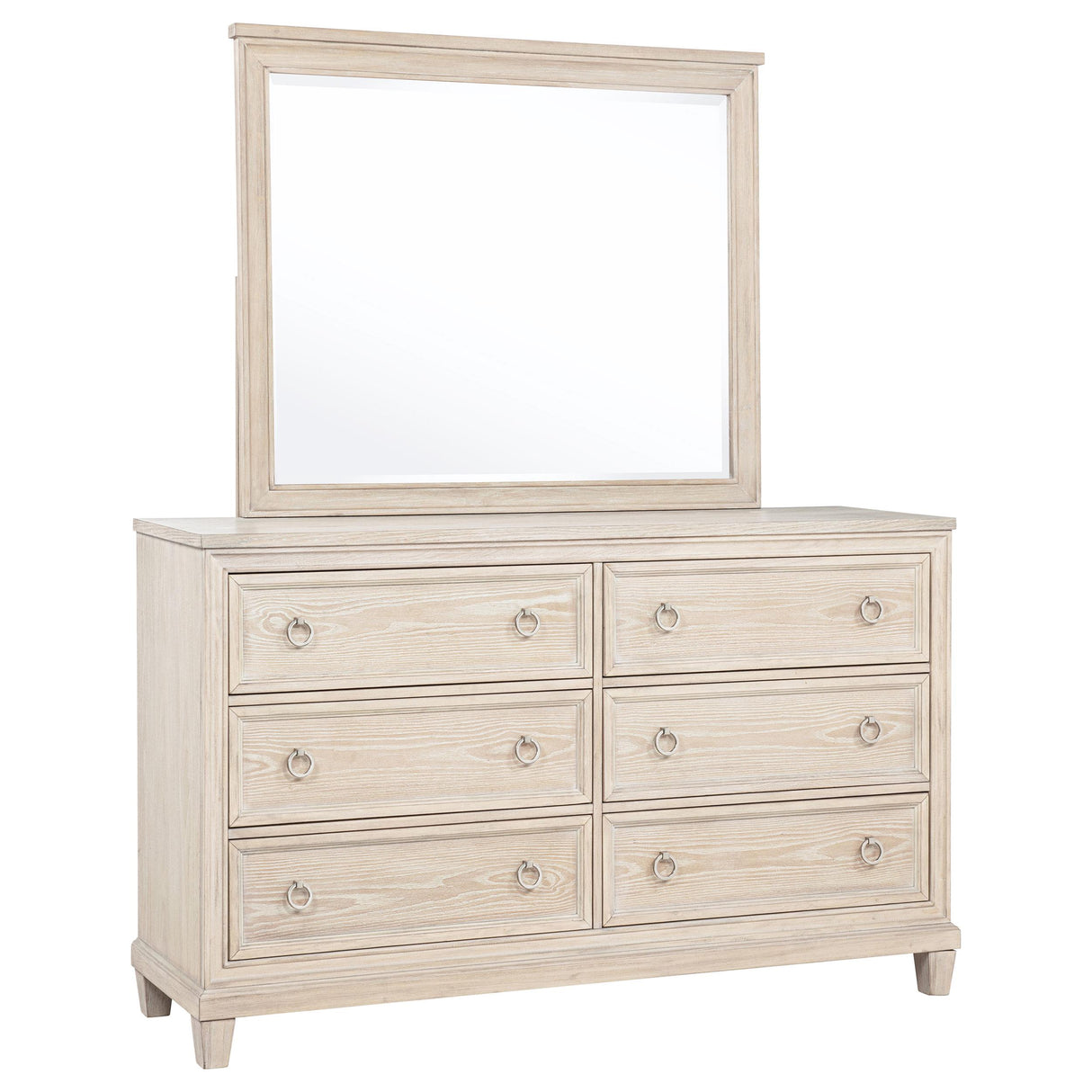 Pembroke Washed Oak 6-Drawer Bedroom Dresser with Mirror from Coaster - Luna Furniture