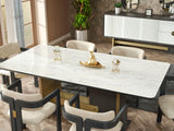Pendik Black/Cream Dining Room (Dining Table & 6 Dining Chair) from Furnia - Luna Furniture
