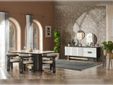 Pendik Black/Cream Dining Room (Dining Table & 6 Dining Chair) from Furnia - Luna Furniture