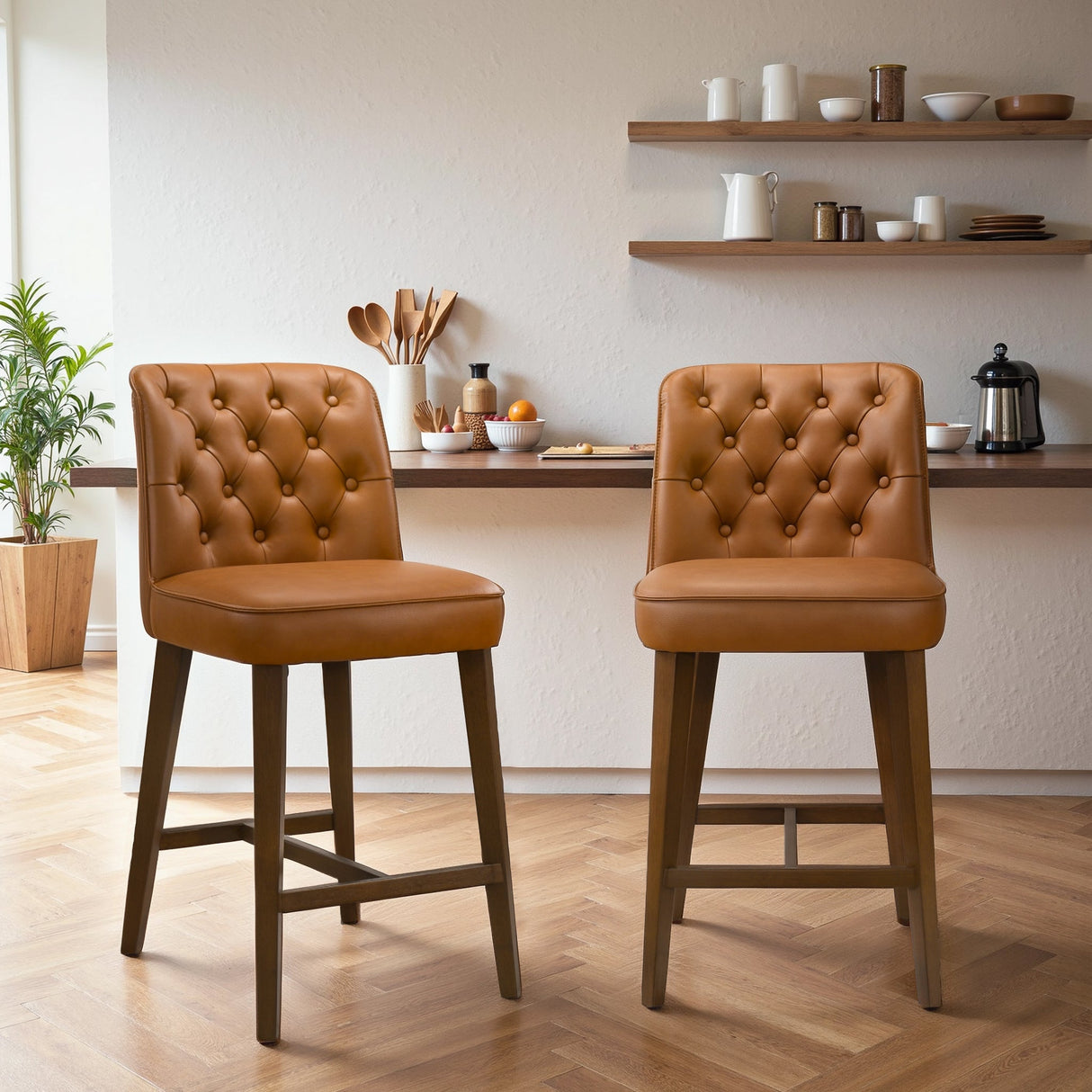 Peoria Cognac Modern Counter Stool from Midinmod - Luna Furniture