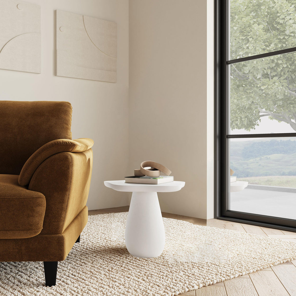 Perth Off White 17-inch Cloud Shaped Top Side Table from Coaster - Luna Furniture