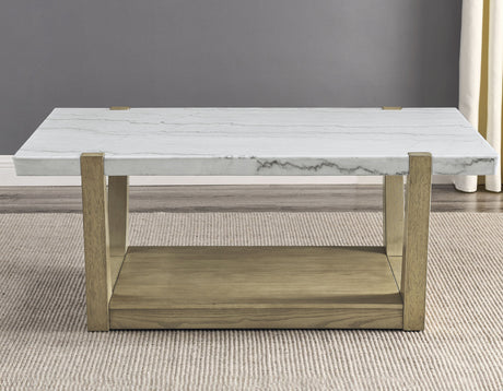 Perth White Marble Top Cocktail Table with Casters from Steve Silver - Luna Furniture