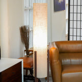 Pharos Contemporary Cylinder Floor Lamp with Brown Wood Base from Ashcroft Furniture - Luna Furniture