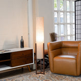 Pharos Contemporary Cylinder Floor Lamp with Brown Wood Base from Ashcroft Furniture - Luna Furniture
