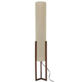 Pharos Contemporary Cylinder Floor Lamp with Brown Wood Base from Ashcroft Furniture - Luna Furniture