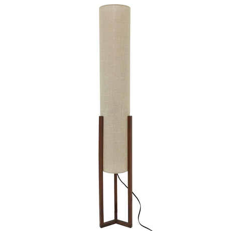 Pharos Contemporary Cylinder Floor Lamp with Brown Wood Base from Ashcroft Furniture - Luna Furniture
