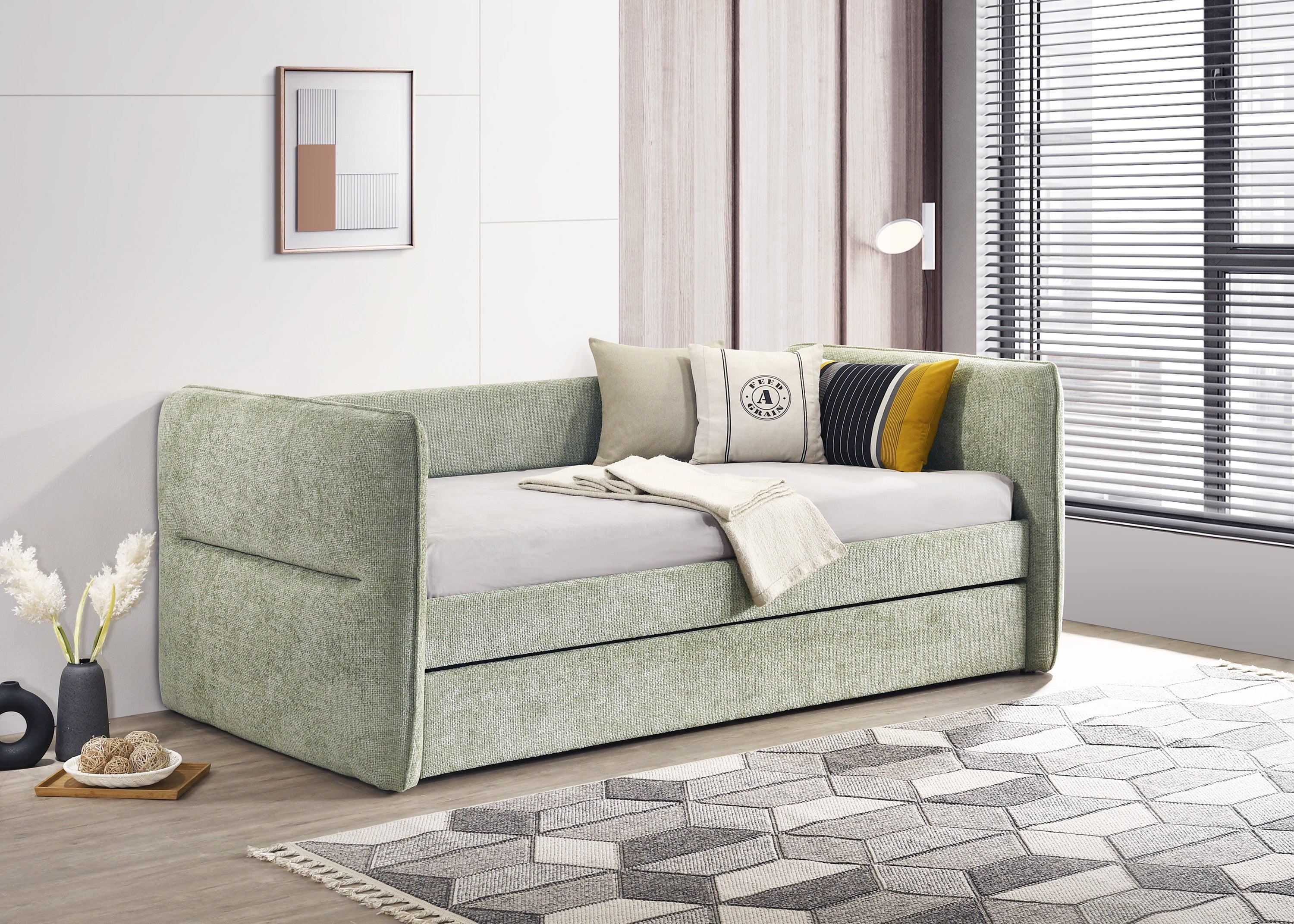 Crown Mark Philipa Light Green Daybed with Trundle – Luna Furniture