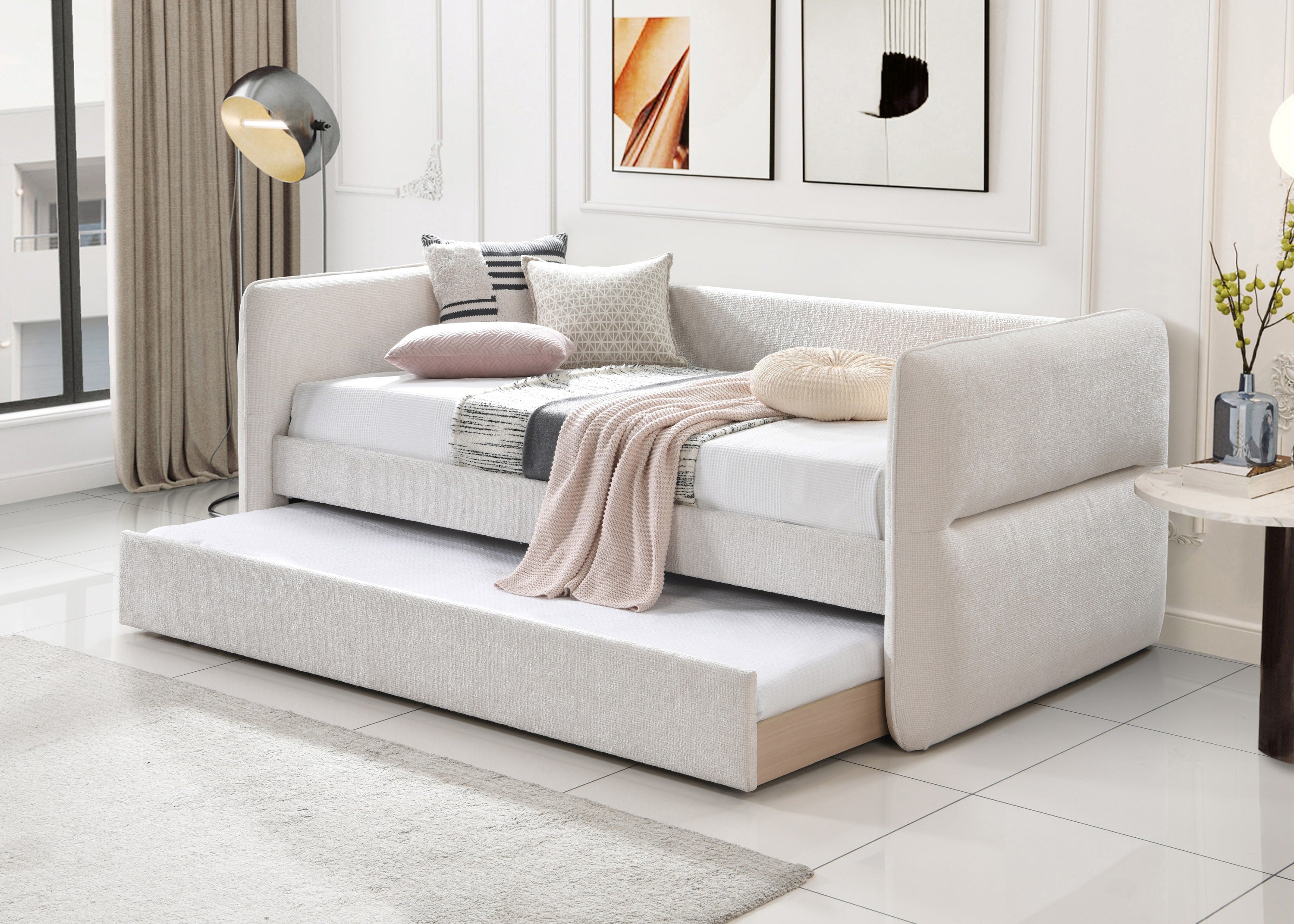 Philipa Oatmeal Twin Daybed with Trundle – Luna Furniture