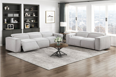 Phoebe Light Gray Power Double Reclining Living Room Set from Homelegance - Luna Furniture