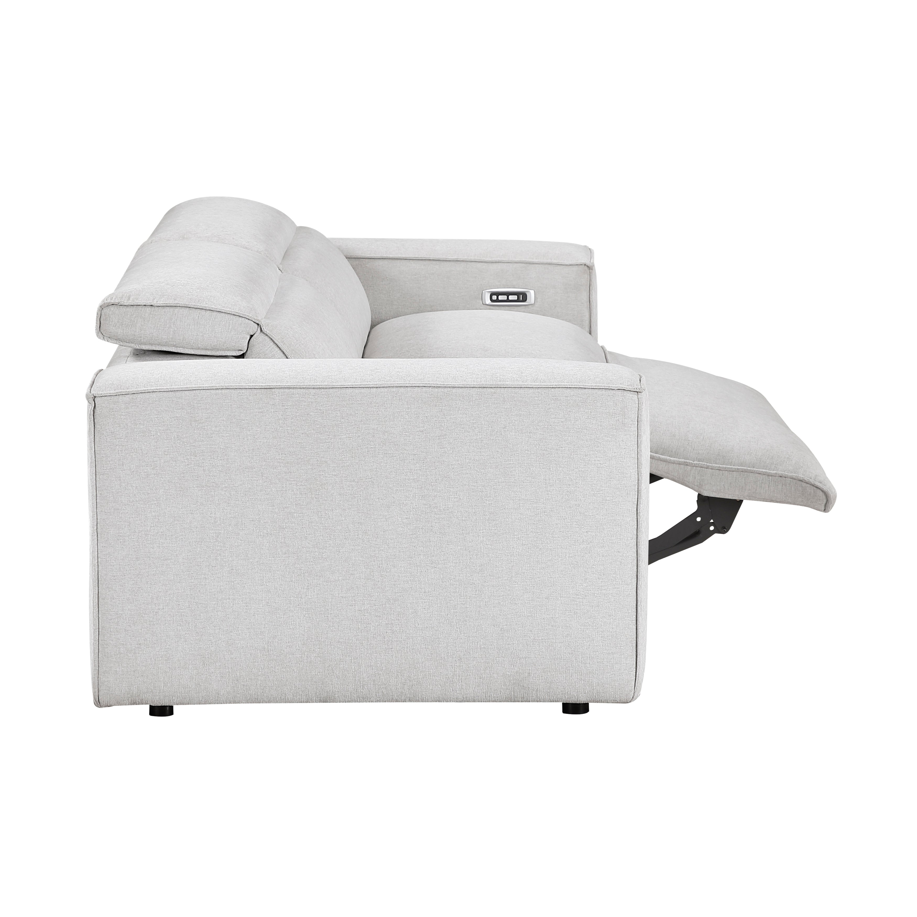 Homelegance Phoebe Light Gray Power Double Reclining Loveseat with