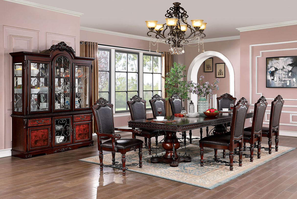 Picardy Brown Cherry 7 Pc Dining Table Set from Furniture of America - Luna Furniture