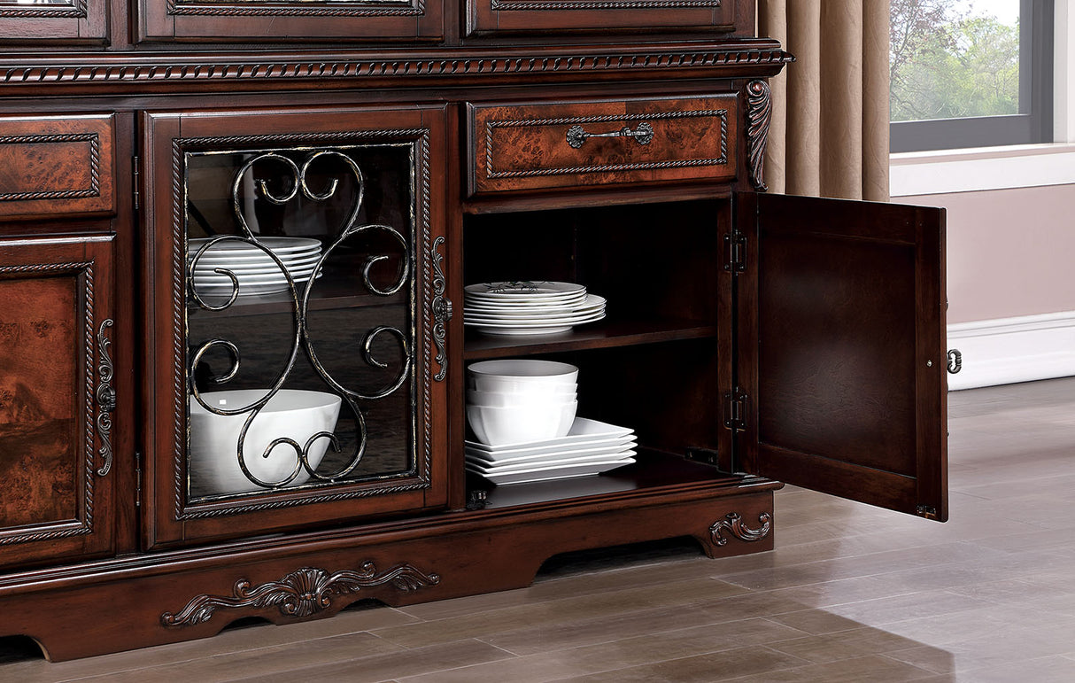 Picardy Brown Cherry Hutch & Buffet from Furniture of America - Luna Furniture