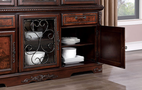 Picardy Brown Cherry Hutch & Buffet from Furniture of America - Luna Furniture