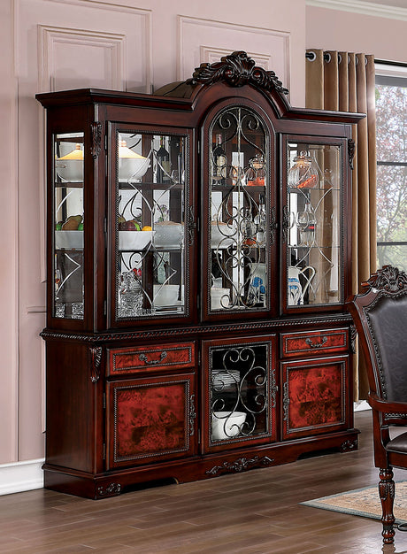 Picardy Brown Cherry Hutch & Buffet from Furniture of America - Luna Furniture