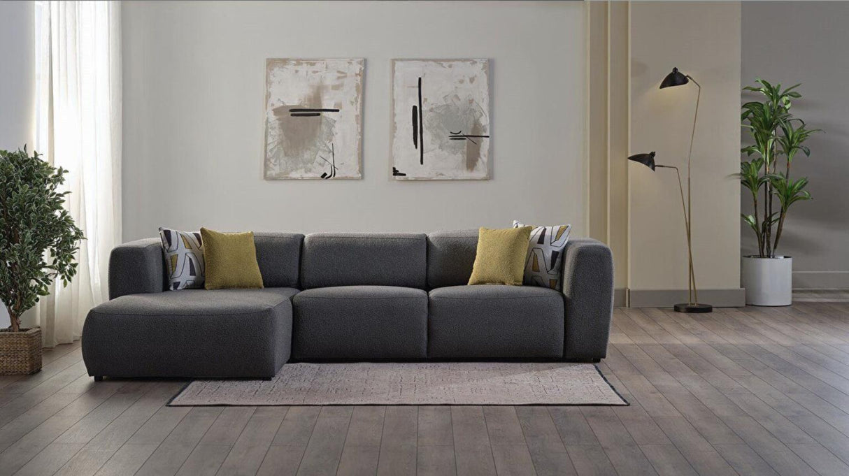 Picasso Oscar Gray LAF Chaise Sleeper Sectional from Bellona - Luna Furniture