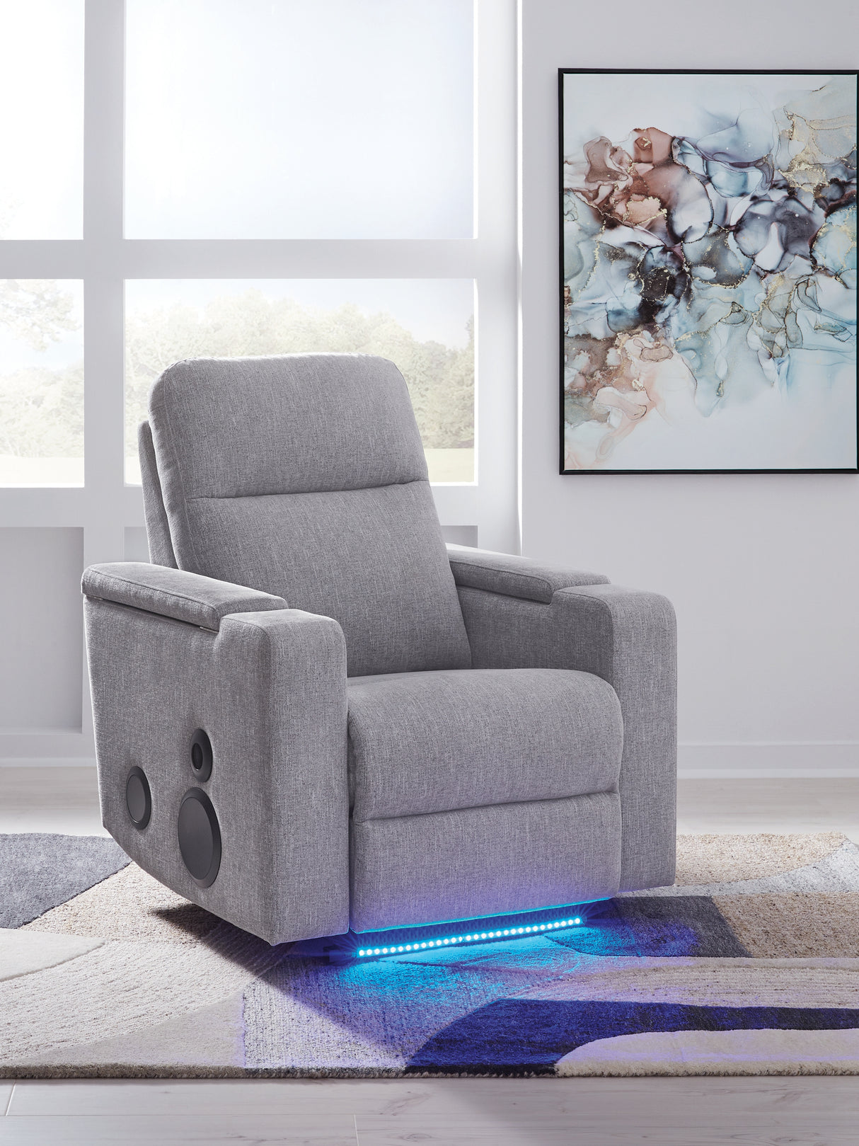 Pineland Pewter Power Glider Recliner with Audio System from Ashley Furniture - Luna Furniture