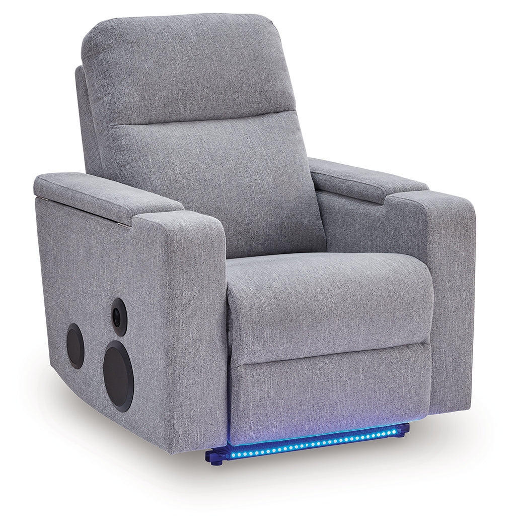 Pineland Pewter Power Glider Recliner with Audio System from Ashley Furniture - Luna Furniture
