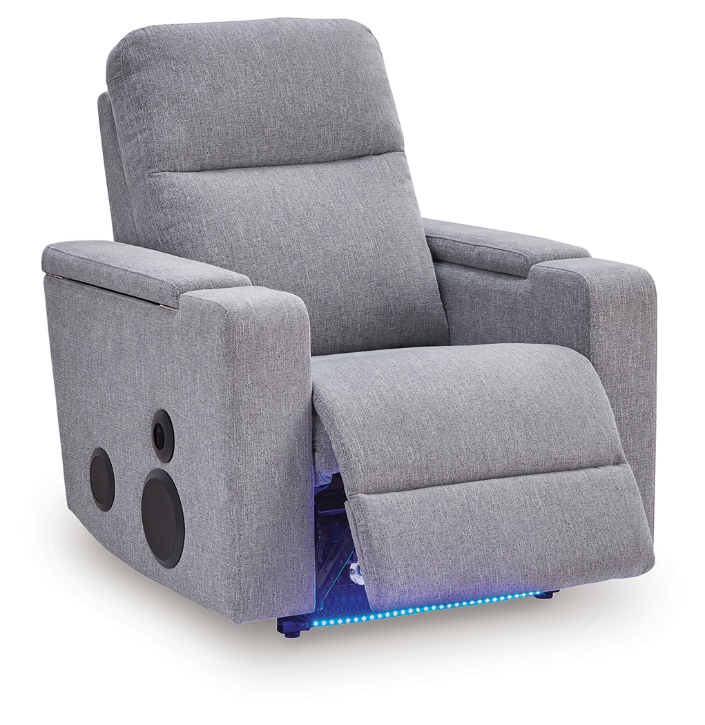 Pineland Pewter Power Glider Recliner with Audio System from Ashley Furniture - Luna Furniture