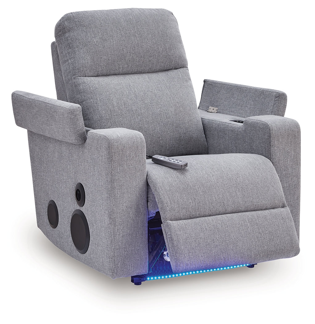 Pineland Pewter Power Glider Recliner with Audio System from Ashley Furniture - Luna Furniture