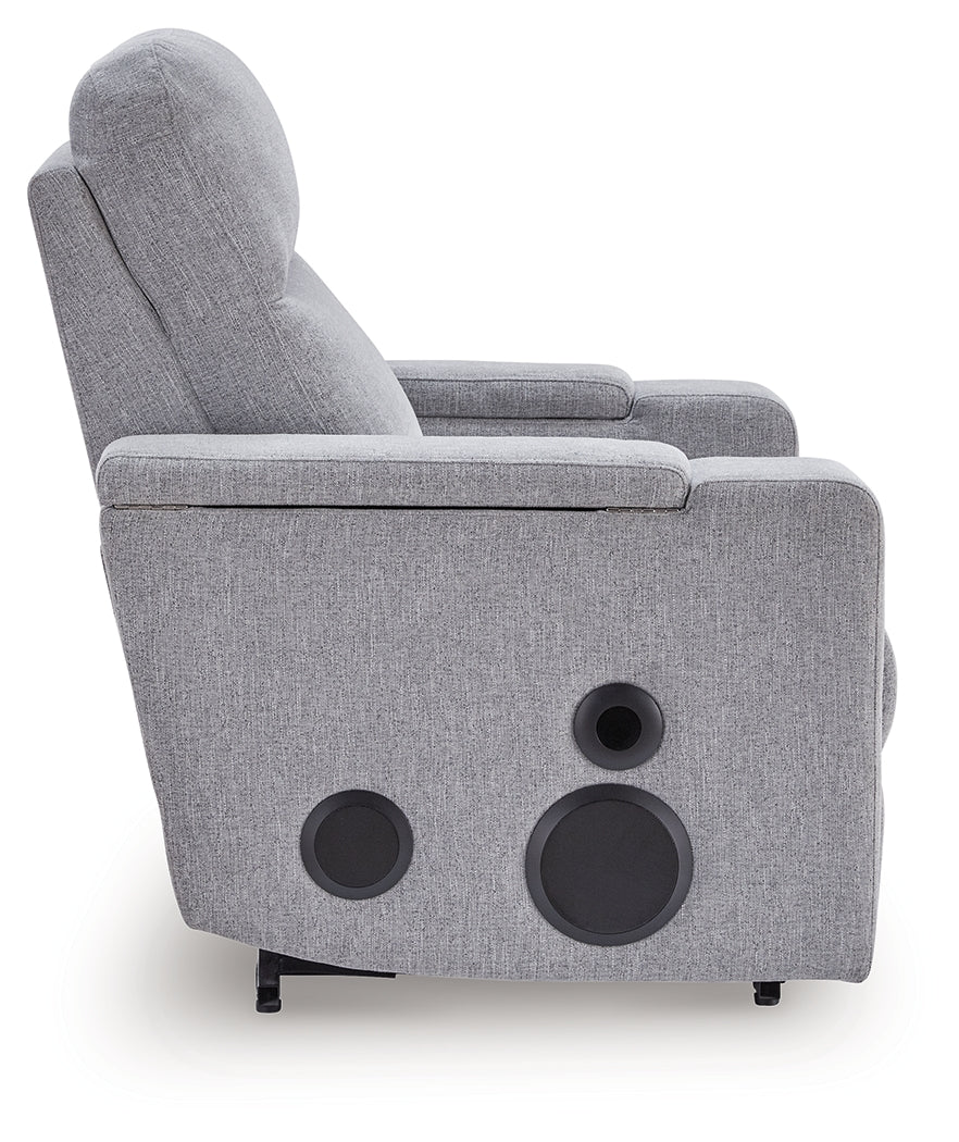 Pineland Pewter Power Glider Recliner with Audio System from Ashley Furniture - Luna Furniture