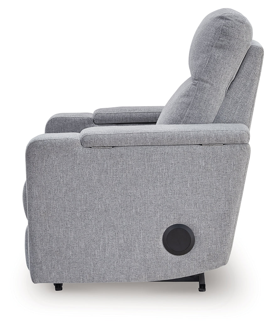 Pineland Pewter Power Glider Recliner with Audio System from Ashley Furniture - Luna Furniture