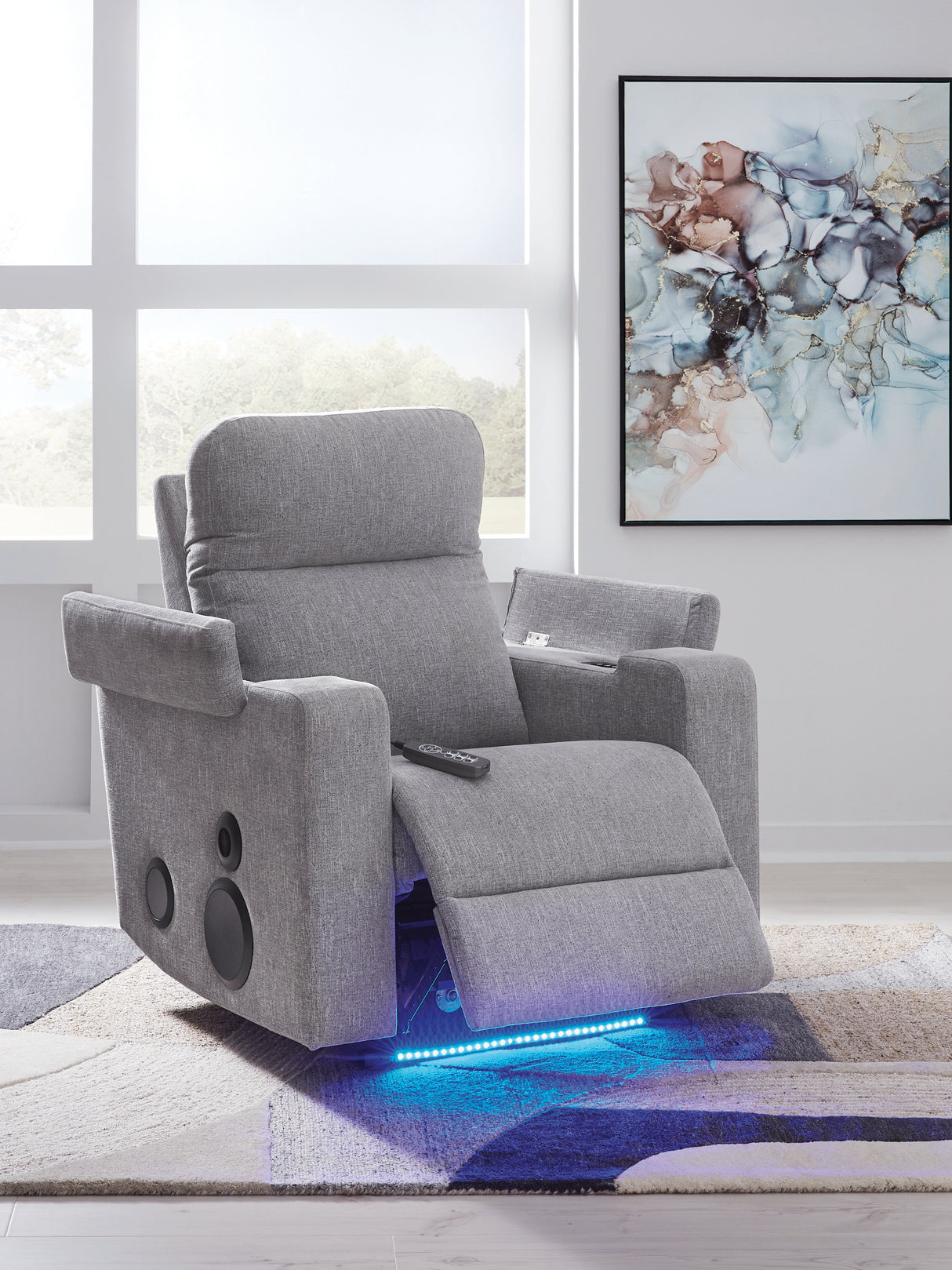 Pineland Pewter Power Glider Recliner with Audio System from Ashley Furniture - Luna Furniture