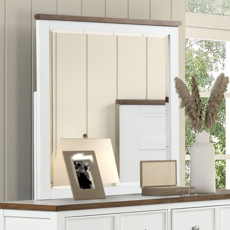 Pinetop White/Dark Brown Mirror (Mirror Only) from Furniture of America - Luna Furniture