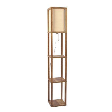 Pinnacle Shelf Floor Lamp For Bedroom/Living Room, Natural Wood with Long Shade from Midinmod - Luna Furniture
