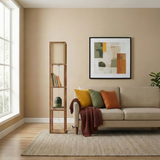 Pinnacle Shelf Floor Lamp For Bedroom/Living Room, Natural Wood with Long Shade from Ashcroft Furniture - Luna Furniture