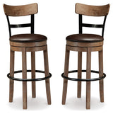 Pinnadel Grayish Brown Bar Height Bar Stool (Set of 2) from Ashley - Luna Furniture