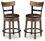 Pinnadel Grayish Brown Counter Height Bar Stool (Set of 2) from Ashley - Luna Furniture