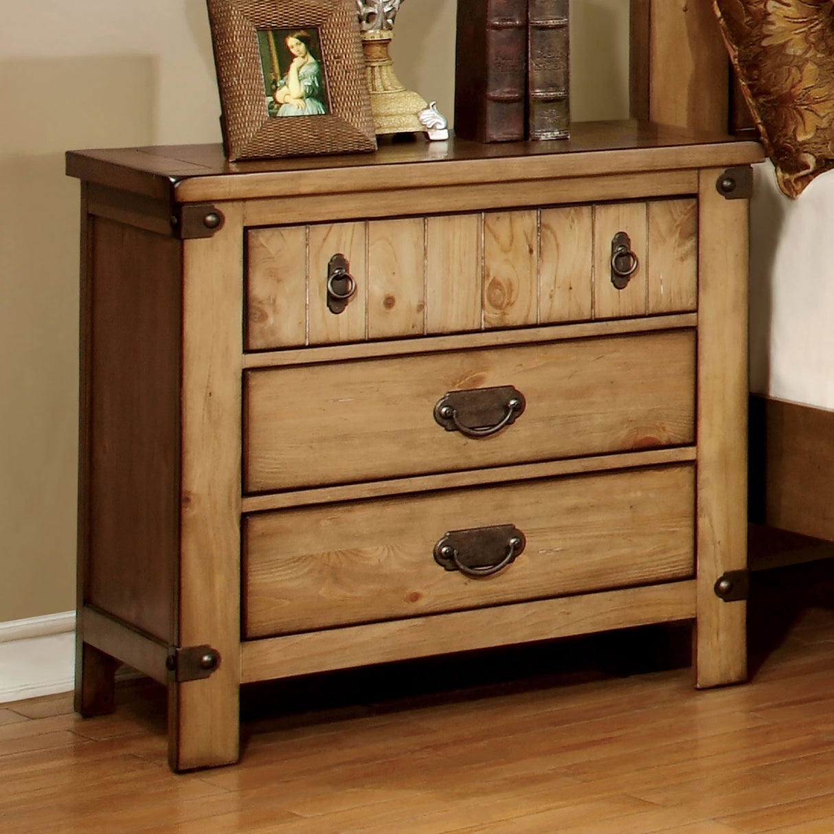 Pioneer Weathered Elm Night Stand from Furniture of America - Luna Furniture