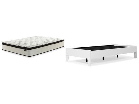 Piperton Twin Platform Bed with Mattress in White from Ashley - Luna Furniture