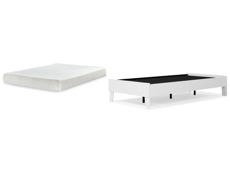 Piperton Twin Platform Bed with Mattress in White from Ashley - Luna Furniture