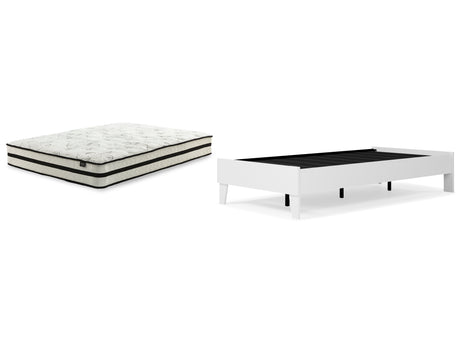 Piperton Twin Platform Bed with Mattress in White from Ashley - Luna Furniture